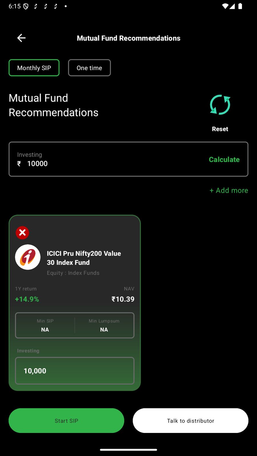 AI Recommendation Screen